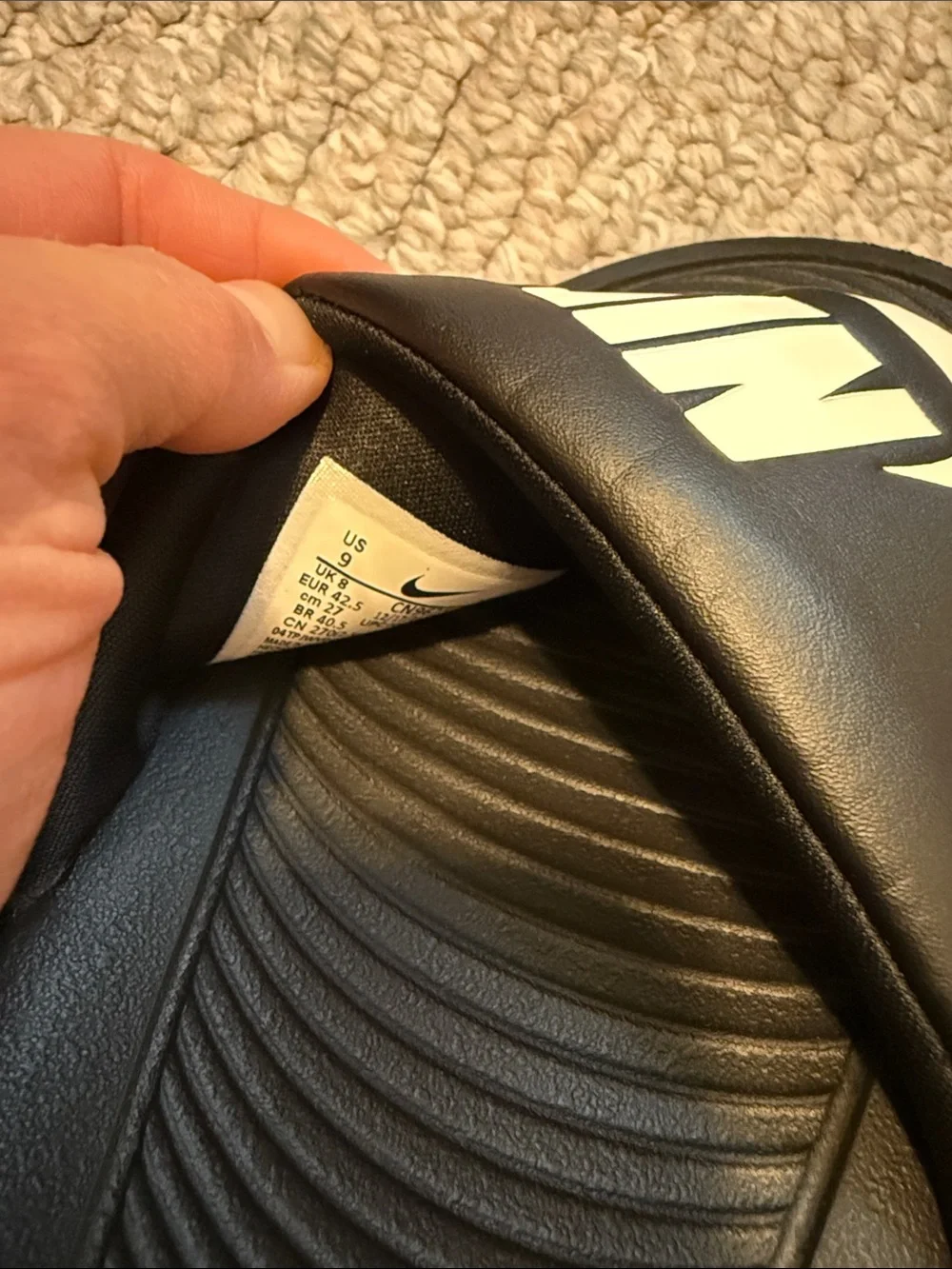Nike Black Slides with White Swoosh